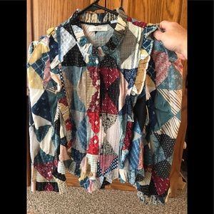 Doen Amadine patchwork blouse size M